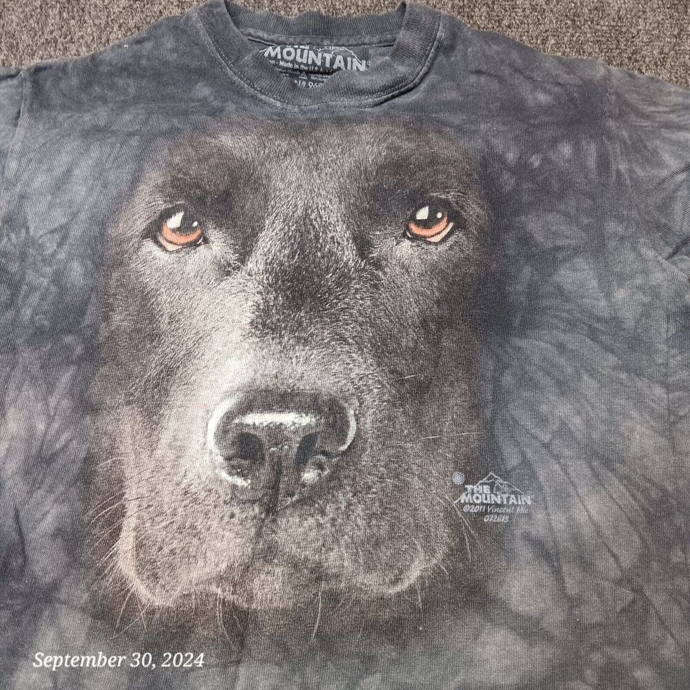 The Mountain T Shirt Youth Medium Tie Dye Black Lab Nature Dog Tee Short Crew